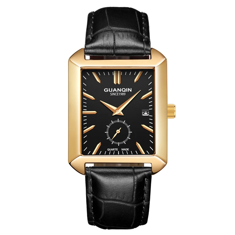

GUANQIN GS19126 Square Watch Waterproof Fashion Men's Belt Leisure Men's Watch Students'Simple Leisure Quartz Watch