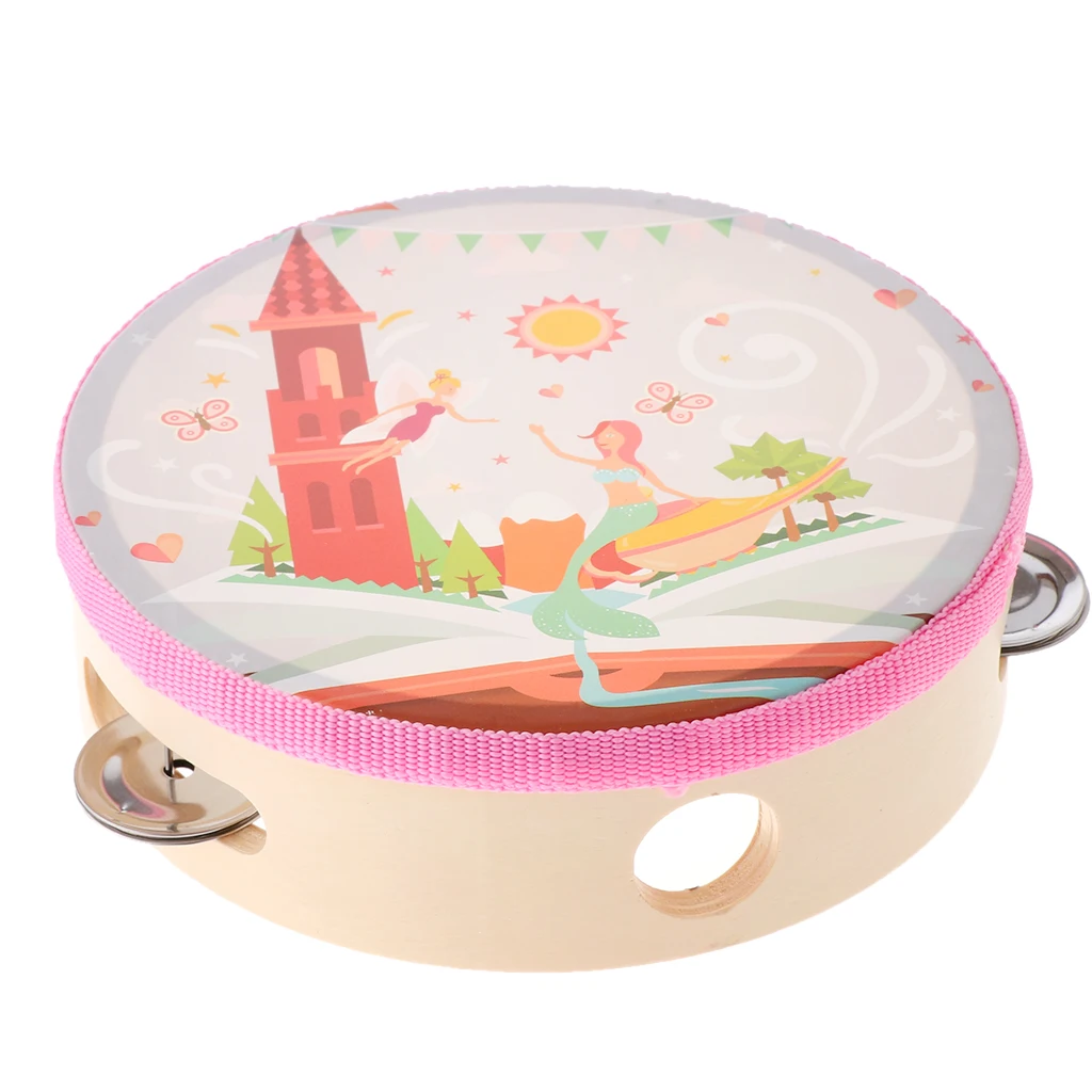 Hand Held Tambourine Drum Bell Lightweight Percussion Musical Toy for KTV Party Kids Games