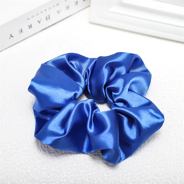 Royal blue Базовые атласные женские резинки для волос, цветные элегантные резинки для волос для девушек, держатель для конского хвоста, аксессуары для волос - Цвет: Royal blue