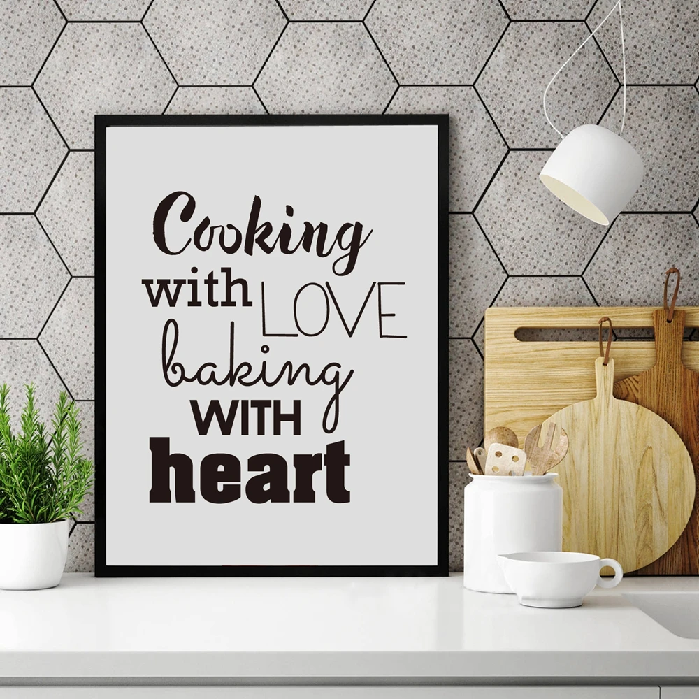 Cooking-With-Love-Kitchen-Quote-Wall-Art-Prints-And-Poster-Baking-With-Heart-Canvas-Painting-Wall