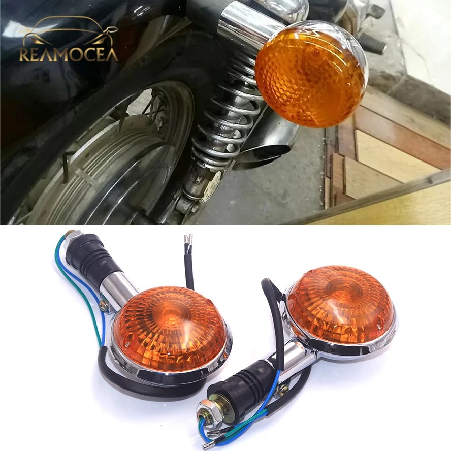 Reamocea 2Pcs Orange Lens Motorcycle Rear Turn Signal Indicator Amber Light Fit for YAMAHA V-Star XVS XV400 650 1100 1300 |