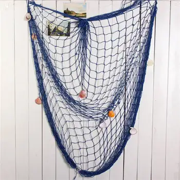 

Creative Shell Fish Nets Background Wall Decoration Net Sea Shell Starfish Hanging Tapestry Home Wall Decor Nautical Ocean Theme