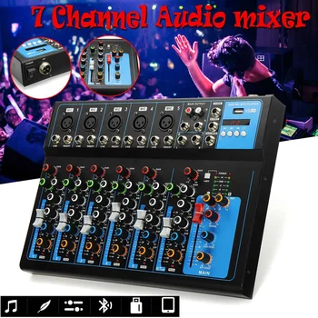 

EU/US 7 Channel bluetooth Digital Microphone Sound Mixer with USB DJ Sound Mixing Console Amplifier For Karaoke KTV Match Part