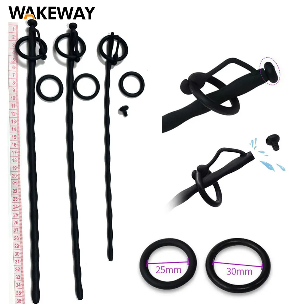 WAKEWAY Silicone Hollow Urethral Catheter Dilator Horse Eye Irritation Adult Sex Toy Men Gay Penis Plug Insertion Urethral Cathe silicone urethral dilator urethral dilator