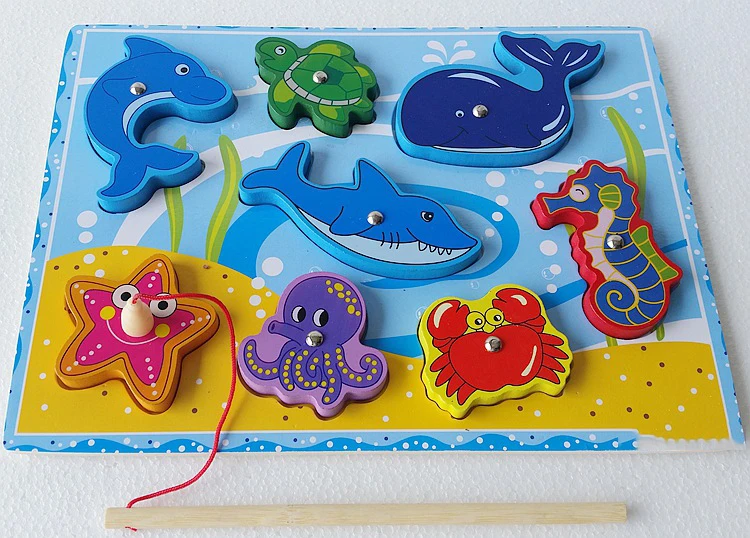 Трехмерная деревянная детская доска для рыбалки магнитные Новые шаблоны игрушки