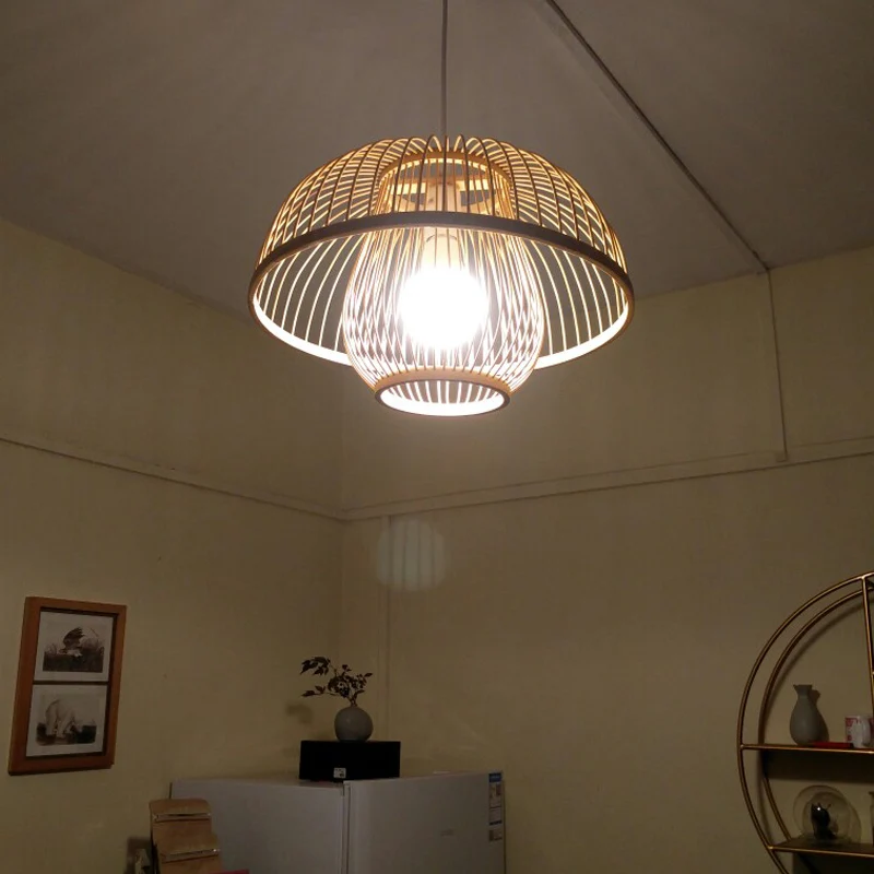 

Bamboo&wooden Led Pendant Lights Living Room Individual Theme Restaurant Pendant Lamp Diy Light Fixtures Luminaire wy12192