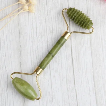 

1 Set Jade Massage Roller Jade Stone Scraping Plate Beauty Stick Face Scraper Facial Massage Tool for Friends (Green)