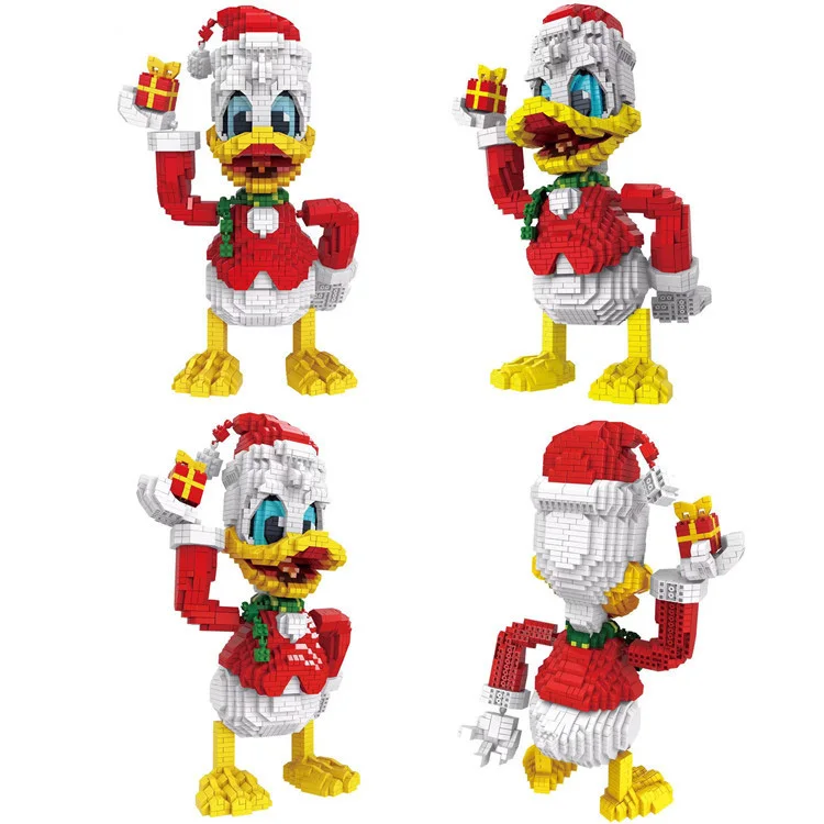 Hot xmas cartoon Christmas duck nanoBRICKS Mickey Donald Santa Claus suit micro diamond building block assemble MODEL toys - Цвет: Donald no box