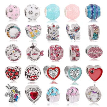 

Boosbiy 1pc 45 Styles Rainbow of Love & Heart Charms Beads Fit Pandora Charm Bracelets for Women Valentine's Day Jewelry Making