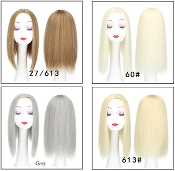 Women Hair Topper Piece Synthetic Hair 3 Clips In one piece Hair Extension long straight High Temperature Fiber 6