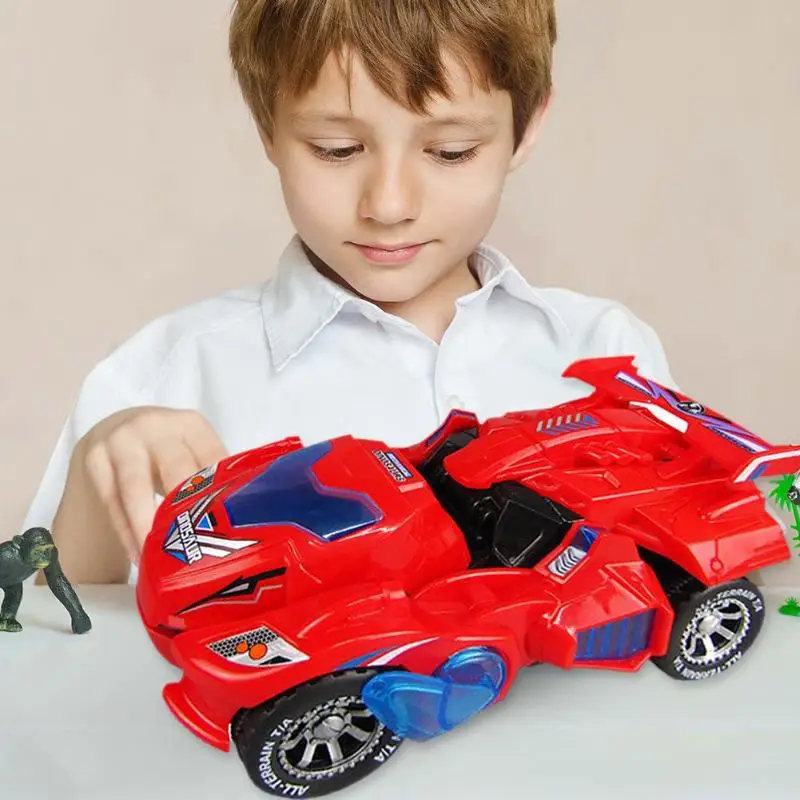 Горячая крутая электрическая деформация Dinosour Автомобильная игрушка универсальная трансформация колеса робот автомобиль с огнями музыкальный подарок для детей