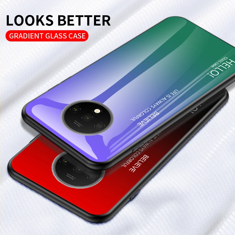 Модный градиентный стеклянный чехол для телефона Oneplus One Plus 1+ 7T чехол Полная защита бампер чехол для Oneplus7T чехол 6,55"