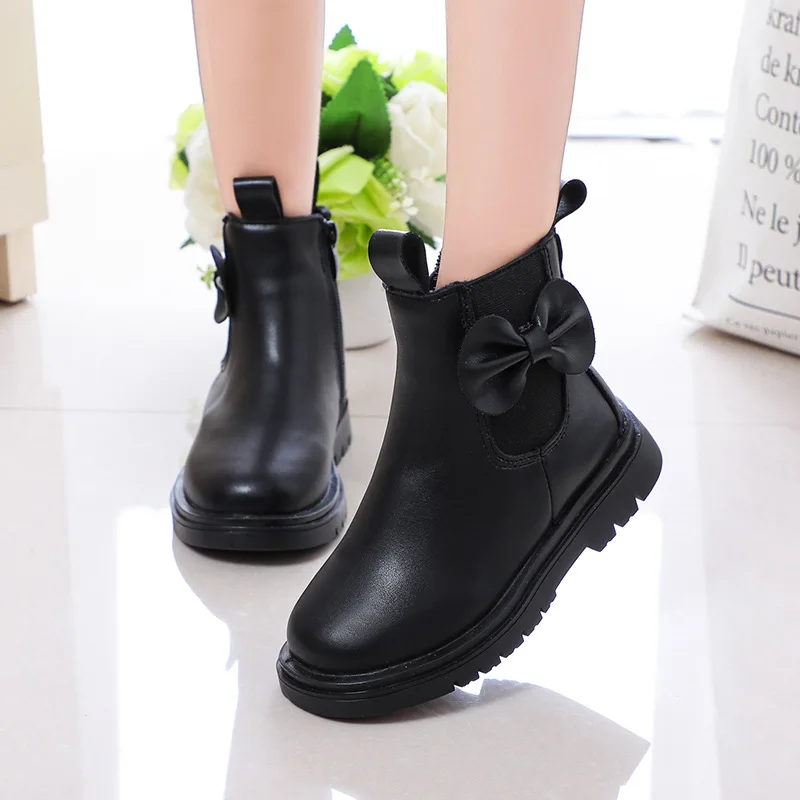 New Fashion Baby Toddler Girls Casual Winter Sporty PU Leather Boots-Size 4.5-9 
