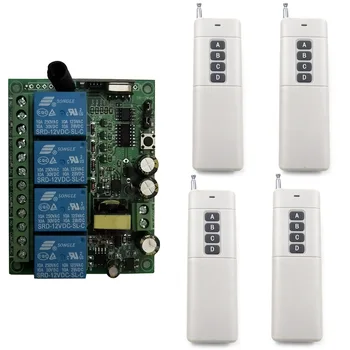 

3000M Long Distance AC 220V 4 Channel 4CH RF Wireless Remote Control Switch System Receiver + 4 Transmitter, 315/433 MHz