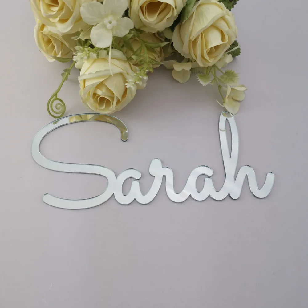Personalized Baby Shower Mirror gold Name Signs, Custom Children Name Wall Decor Color silver Letters,Wall Acrylic Names Letter  (1)