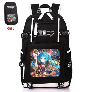 

Cartoon Hatsune Miku Women Cute Backpack Kawaii Travel Bagpack USB Charging Laptop Backpack Oxford Bookbag Unisex School Bags