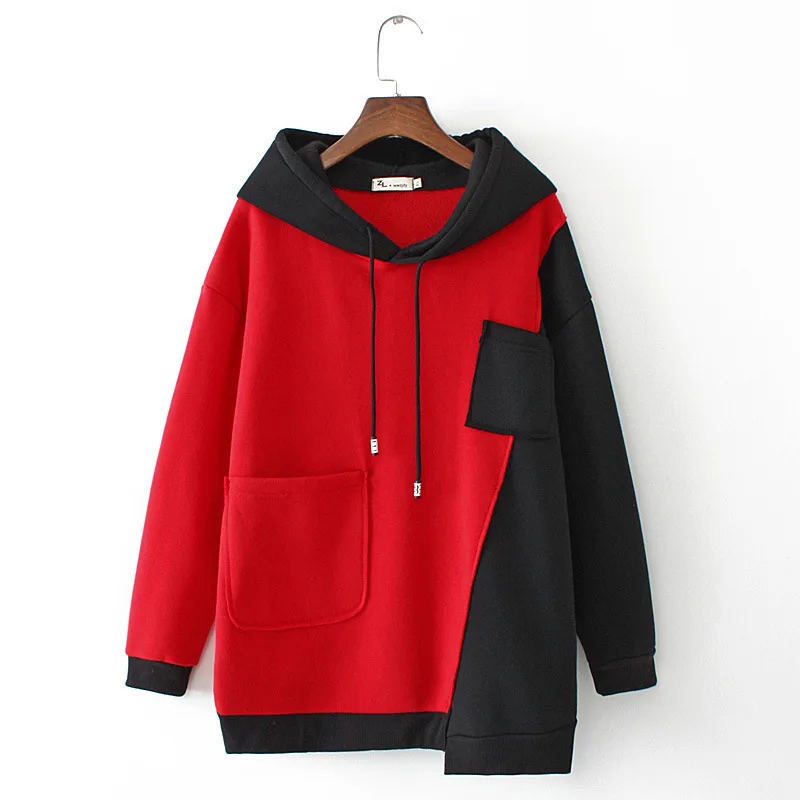 Autumn and winter plus size women's hoodie 4XL5XL 6XL 7XL 8XL bust 134CM long sleeve casual pocket hit color hoodie Autumn and winter plus size women's hoodie 4XL5XL 6XL 7XL 8XL bust 134CM long sleeve casual pocket hit color hoodie