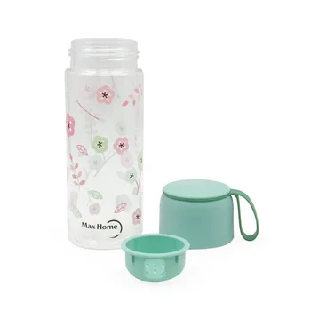 

500ml Leakproof Sealed Water Bottle Flower Pattern Glass Cup for Milk Tea Juice Coffee Student Portable Bottles Drinkware Sale