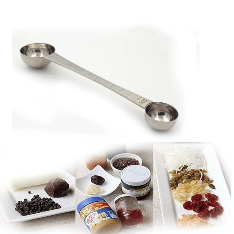 

Double Head Stainless Steel Coffee Spoon With Scale Strring Spoon Teaspoon Tea Spoon Dessert Spoon Long Handle Tableware