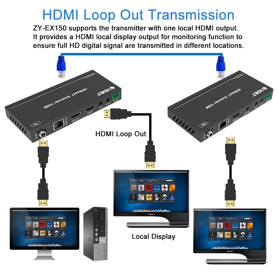 4 k@ 60Hz HDBaseT HDMI удлинитель 120 м HDMI удлинитель ИК поддержка POC HDCP2.2 HDMI удлинитель петля по Cat6 RJ45 к HDMI удлинитель