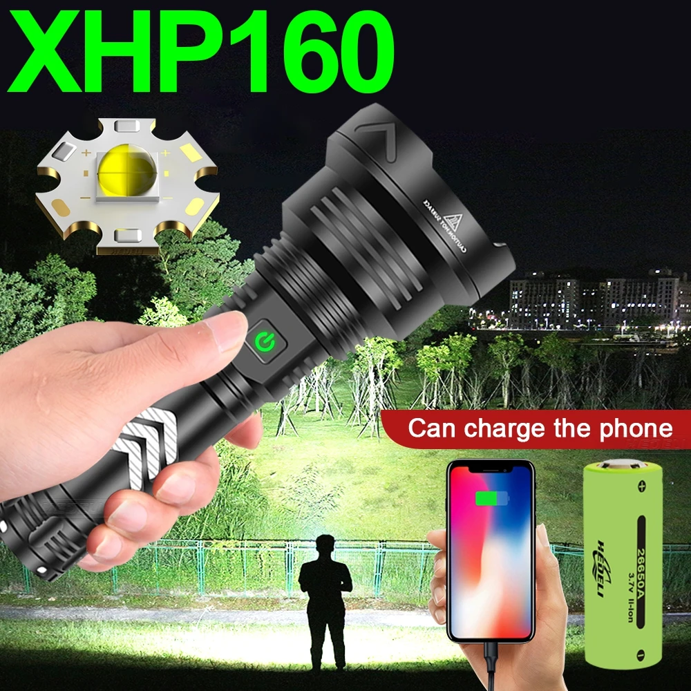 High Power XHP90 XHP160 LED Flashlight Zoom Torch Camping Lantern Hunting Lamp 