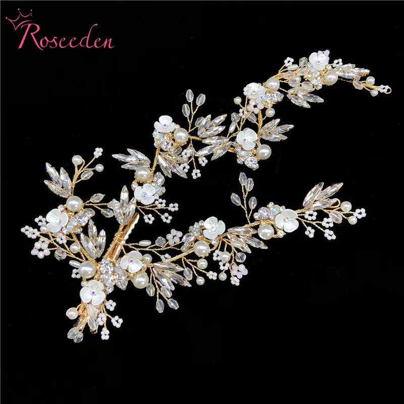 

new Fashion handmade wedding Hair Vine Rhinestone Gold bridal Hair clip hair ornaments Party Dress New Headpiece RE3477