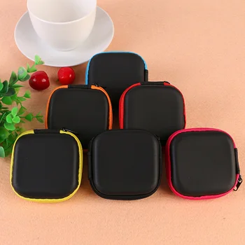 

Hot Mini Zipper Hard Headphone Case Portable Earbuds Pouch Box PU Leather Earphone Storage Bag Protective USB Cable Organizer