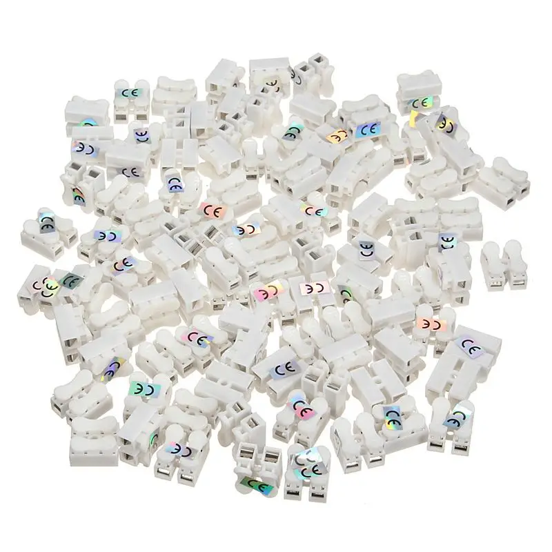 EASY-100Pcs Пластик 2 Pin пуш-ап быстрый разъем кабеля зажим для провода 10A 250V