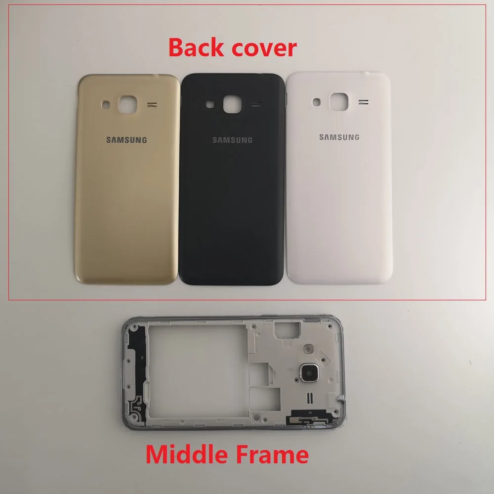 Задняя крышка батарейного отсека передний корпус средняя рамка для Samsung Galaxy J3 2016