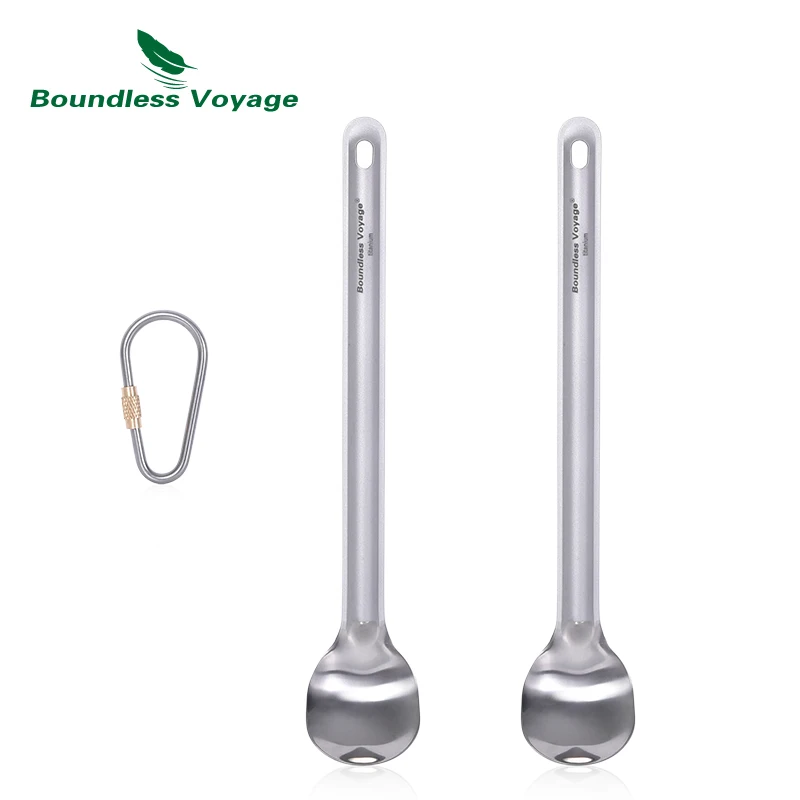 Boundless Voyage Outdoor Titanium Long Handle Spoon Ultralight Camping Polished Tableware Flatware Straight Handle Ti1031T camping cutlery,portable tableware,portable cutlery,titanium tableware