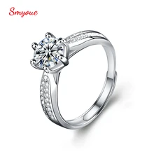 

Smyoue D Color 1/2 Carat Real Moissanite Rings For Women 925 Sterling Silver Jewelry Adjustable Couple Ring Wedding Anniversary