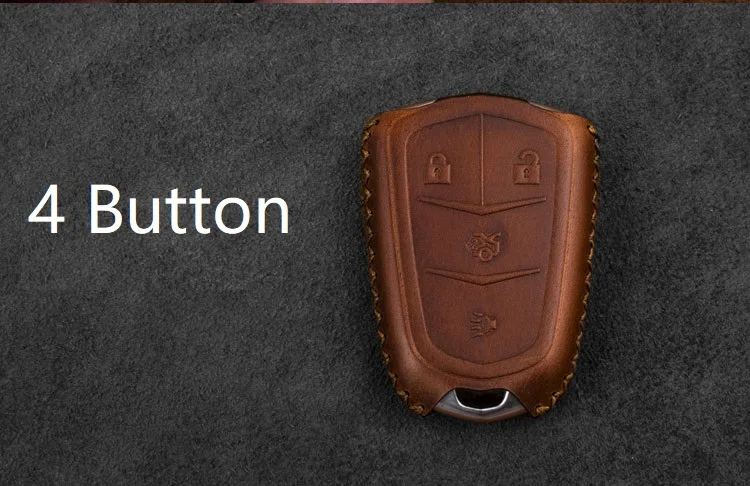 4button Genuine Leather Car Key Bag Case Cover Holder Remote Smart Key For Cadillac VT6 XT5 XTS ATSL ATS SRX XT4 Protective Bag - Название цвета: 4button