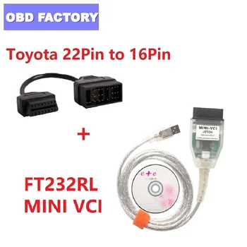 

Latest MINI VCI Interface Fit For TOYOTA TIS Techstream J2534 OBD2 OBD Diagnostic Connect Cable + 22PIN to 16PIN