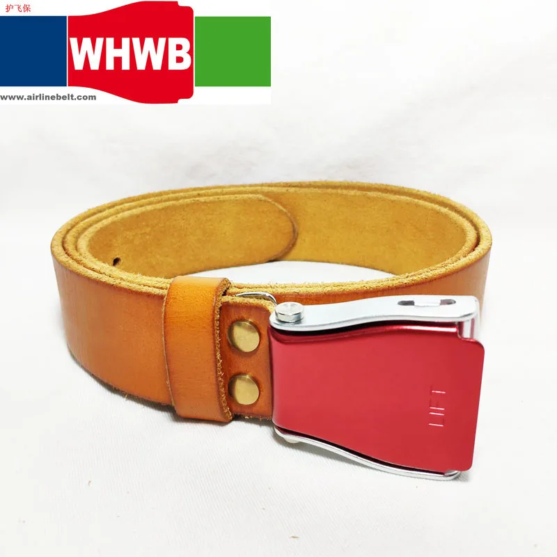 Unique design wash style Genuine leather belt airplane seat belt buckle different color buckle selection fashion durable