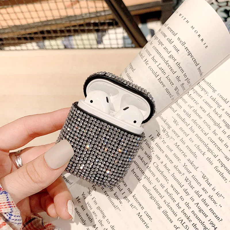 Алмазный Жесткий Корпус для Airpods 2 1 беспроводные наушники блестящий чехол Funda для Air Pods женский чемодан для Apple Air Pod 2 Hoesje - Цвет: Серебристый