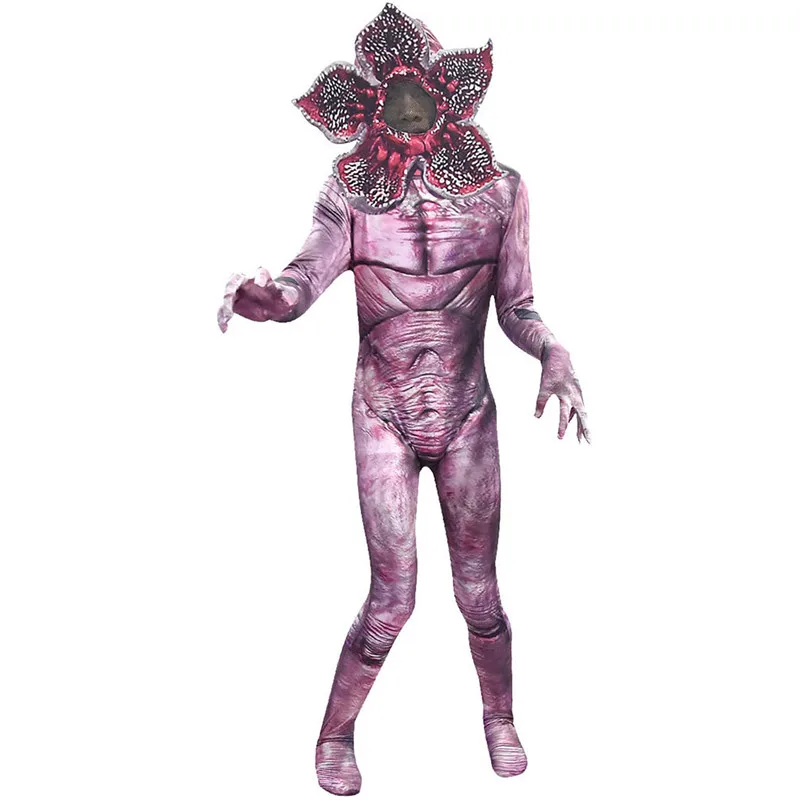 Новые Аниме странные вещи 3 чомпер Косплей костюмы человек-пожиратель цветок ужас зентай комбинезоны с маской боди вечерние Хэллоуин - Цвет: A