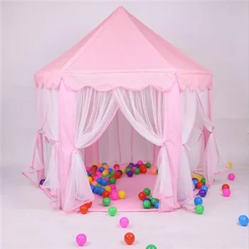 

Puseky Six Angle Pink Princess Castle Gauze Tent House Girl Children Large Indoor Outdoor Toy Game House Kids Ball Play Tents
