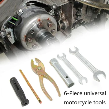 

6pcs Outdoor Repair Tool Kit Universal Fit Riding Manual Wrench For Motorcycle Vise Practical Mechanic Home Iron Portable