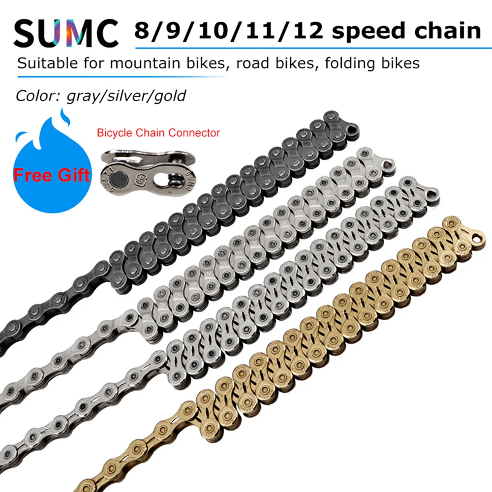 

SUMC Bicycle Chain 8/9/10/11/12 Speed Bike Chain Links Half/Full Hollow Road Bike MTB Mountain Chains Part 116 Links Accessories
