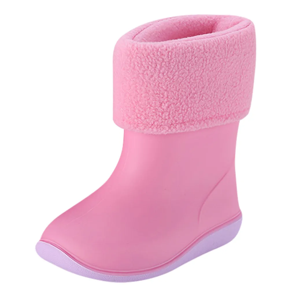 Зимняя обувь для мальчиков, резиновые сапоги для девочек, водонепроницаемая нескользящая обувь для девочек, детские сапоги, зимние детские резиновые сапоги для девочек# C - Цвет: Розовый