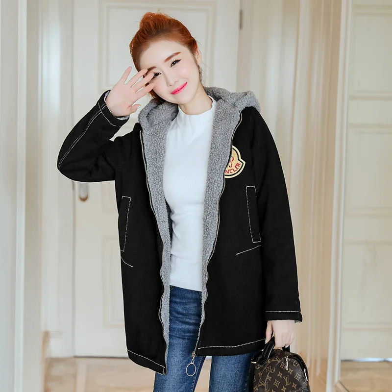 

2019 Autumn And Winter New Style Korean-style Lambs Wool Students Jeans Coat Plus-sized Large GIRL'S Cotton-padded Clothes Cotto