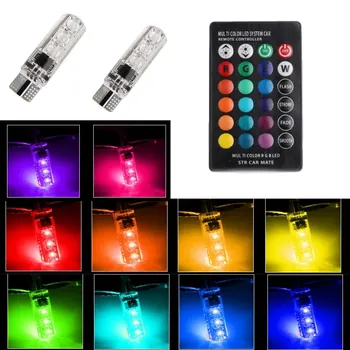 

T10 RGB LED Bulb RGB Car Dome Reading Light Automobiles Wedge Lamp for RALLIART Logo L200 Outlander ASX Lancer Pajero Eclipse