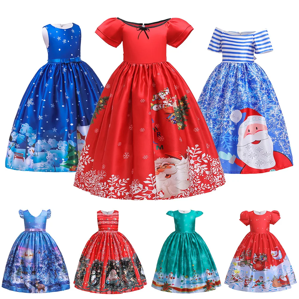 

New Style Long Skirts Christmas Clothing Europe And America Hot Selling Children Forging Cloth Cartoon Santa Claus Performance F