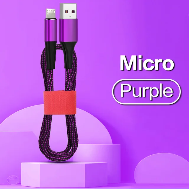 Кабель 5A type-C для huawei mate 30 Micro USB кабель для быстрой зарядки и передачи данных для samsung s9 для Xiaomi usb type-C зарядное устройство для телефона - Цвет: Purple For Micro