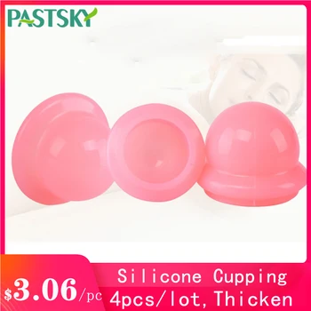 

4pcs/set Pink Silicone Vacuum Thick Cupping Body Massage Cups Lose Weight Chinese Medicine Acupoint Therapy Pain Relief