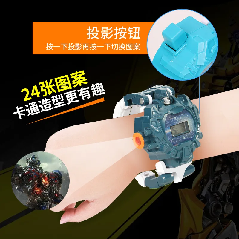 

Hot Selling Transformation 3D Projection Watch Jingang Cartoon Robot Models Toy Kindergarten Small Gifts Gift