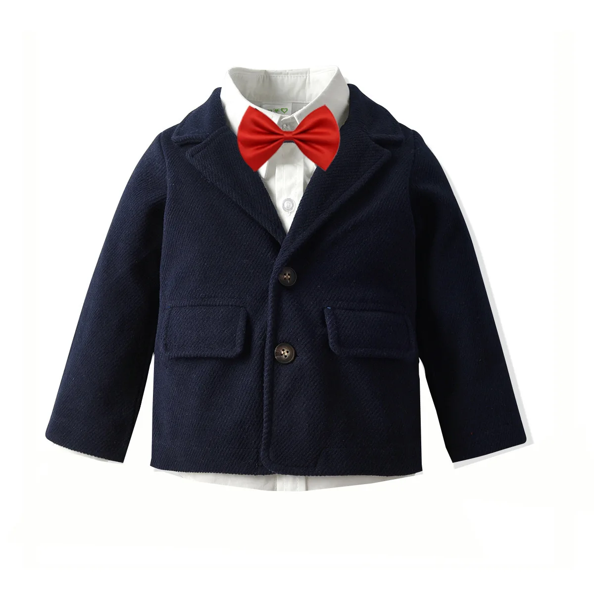 Зимний костюм с лацканами; банкетное платье; Одежда для маленьких джентльменов; одежда для торжеств; Одежда для новорожденных; Одежда для мальчиков; комбинезон - Цвет: YCWJ-Business red-2