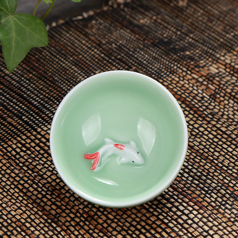 Longquan Celadon Fish Tea Set Ceramic Kettle Ceramic Gaiwan Tea Cup fish chinese kung fu tea pot drinkware For friend Gift