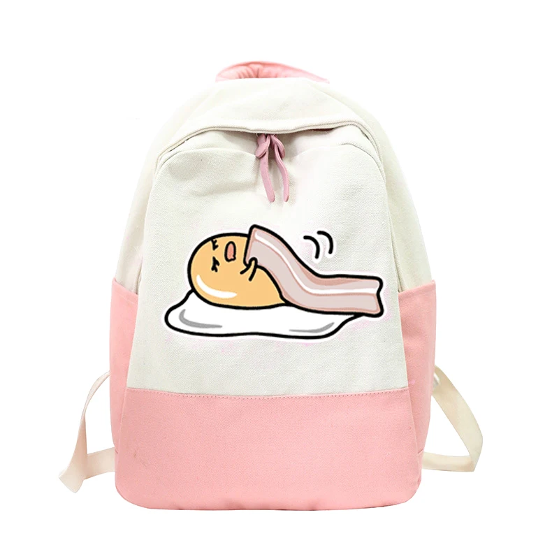 Японский стиль Gudetama холщовый рюкзак для женщин симпатичное яйцо принт дорожный Рюкзак Школьная Сумка для досуга для девочек-подростков сумка на плечо - Цвет: 1