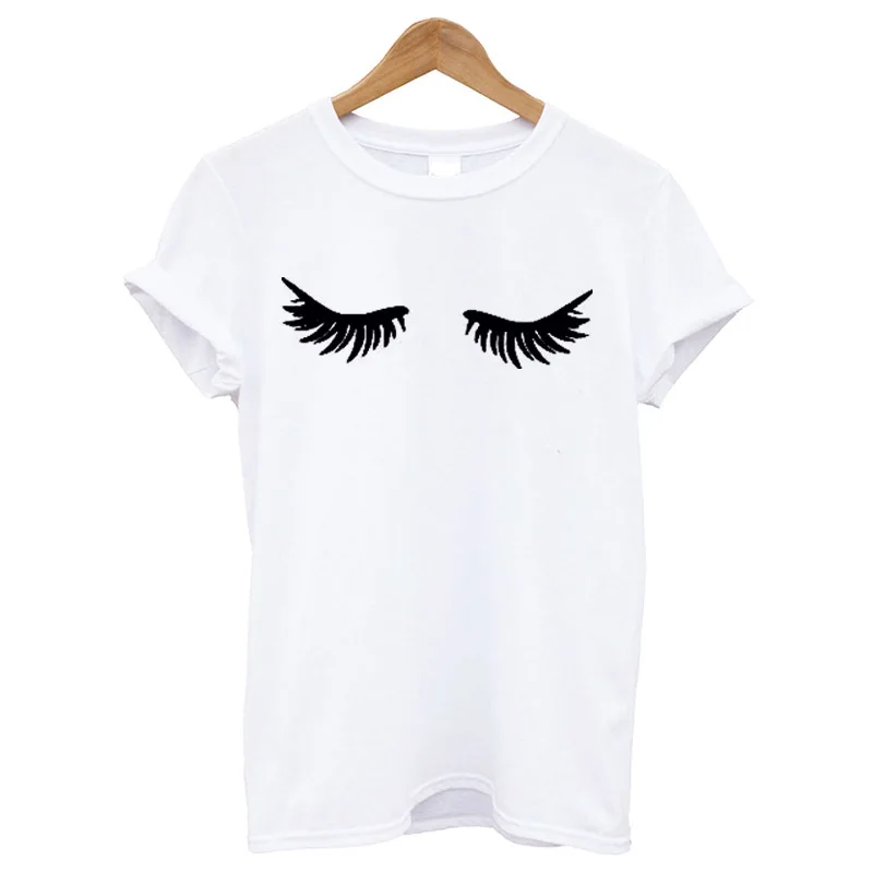 

Fashion New Summer Women T Shirt Eyelashes Makeup Lashes Mascara Funny Tee Fashion Brunch Shirt Unisex Gift T-shirt Clothes